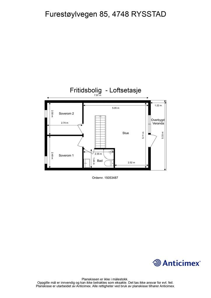 Plantegning 2 etg loftetasje 