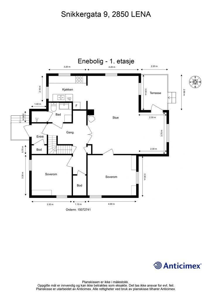 Plantegning Enebolig - 1. etasje