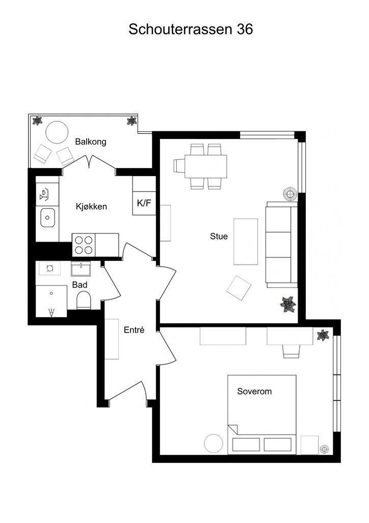 Møblert plantegning
