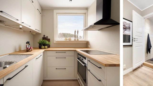 Utsikt mot tretopper og blå himmel!