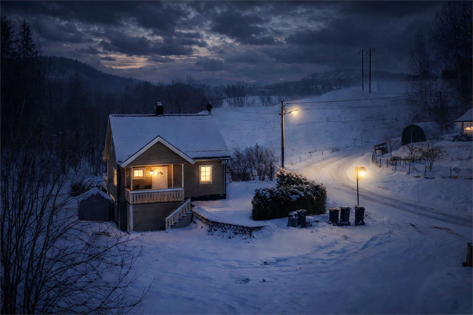 Eiendommen ligger fint til på Heisholt. 
Foto: Danny Twang