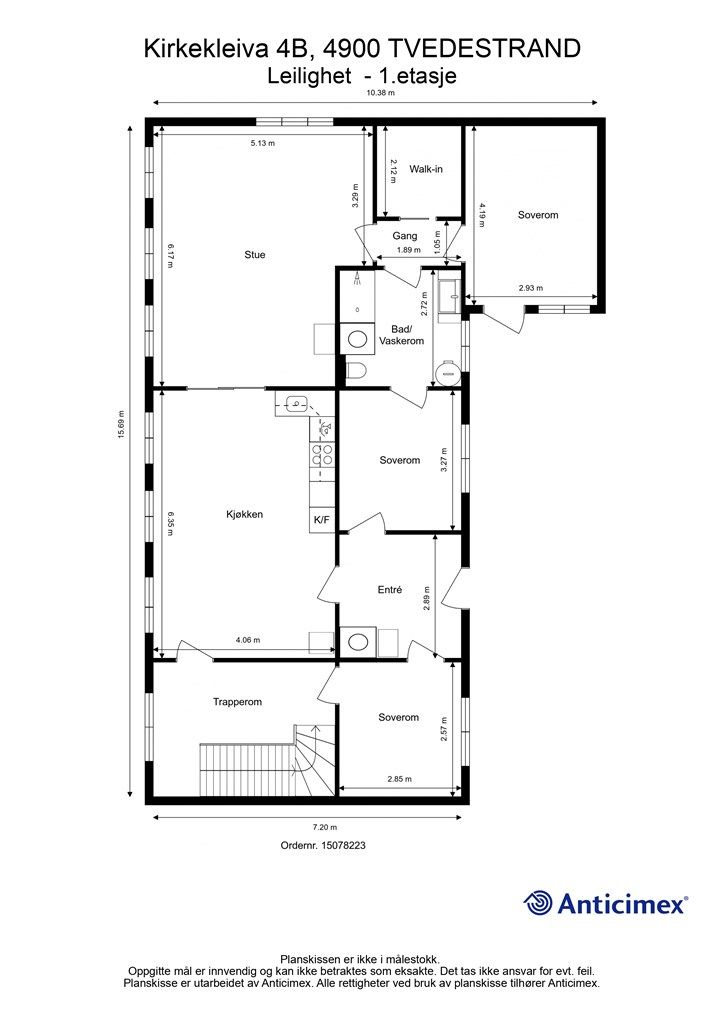Plantegning hovedetasje.