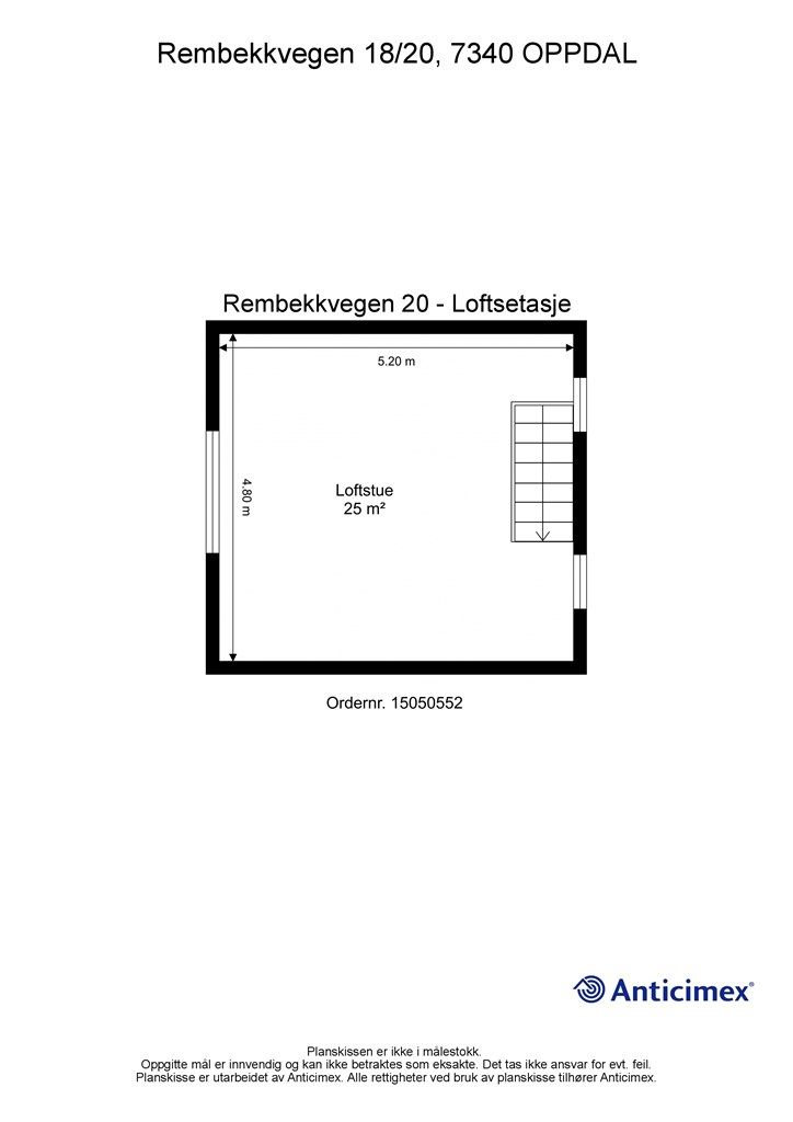 Planskisse Rembekkvegen 20 - loftsetasje. 