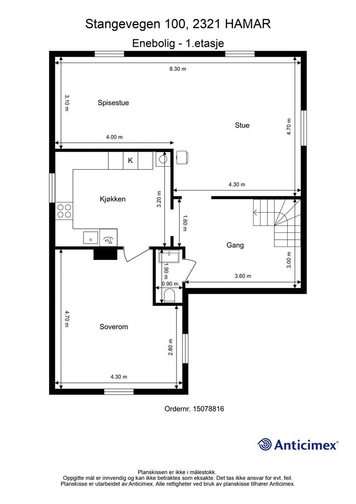 Plantegning - Enebolig - 1. etasje
