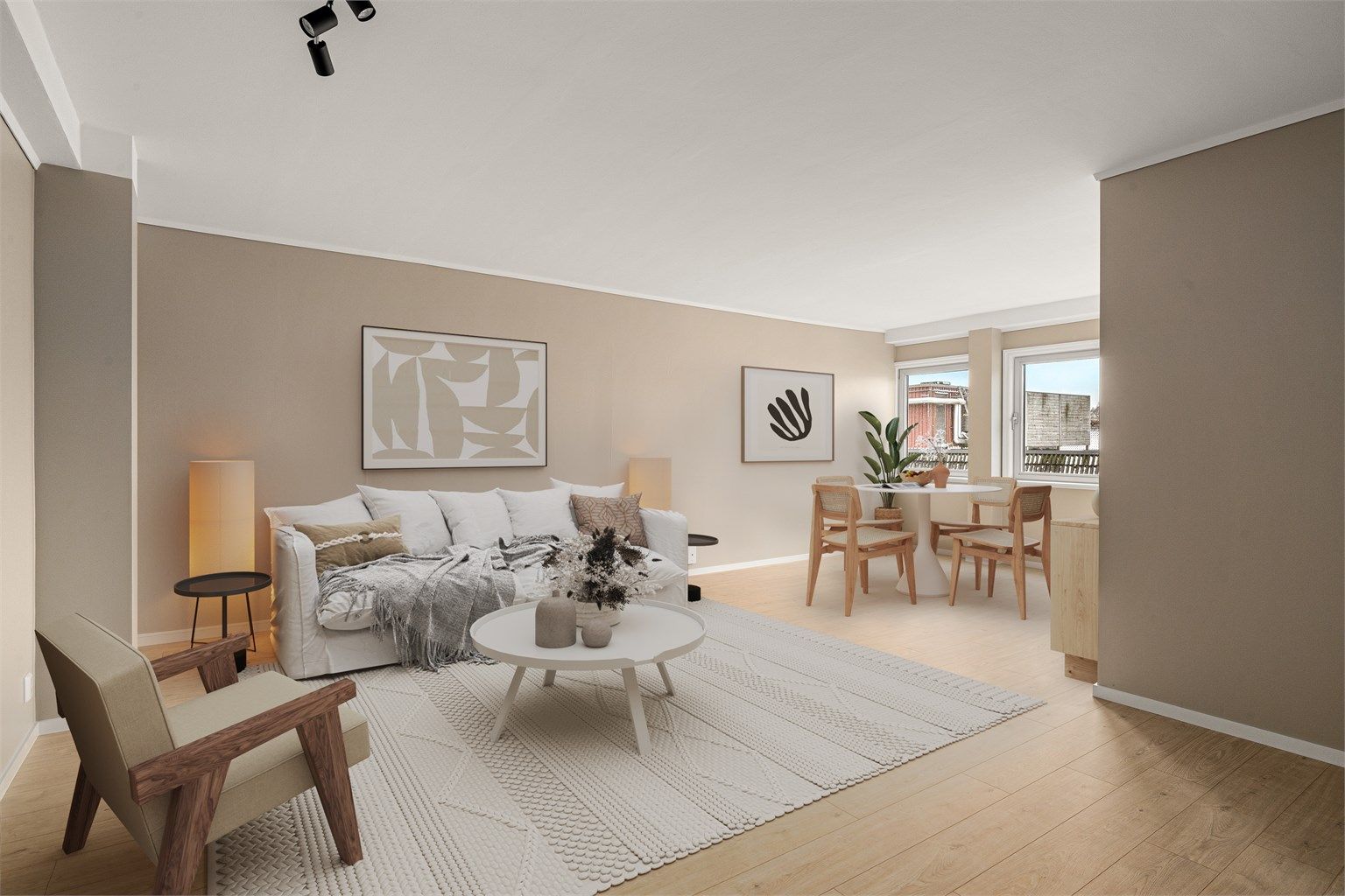 God plass til spisebord og tv-krok (digitalt stylet)