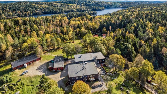 Vangen skistue ligger i nærområdet med dyrehold og servering.