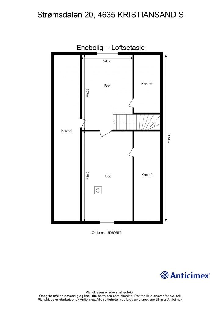 Plantegning--Enebolig - Loftsetasje.