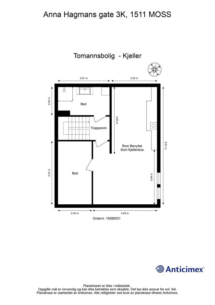Veiledende skisse av kjeller.