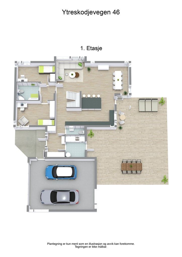 3 D plantegning 1. etasje