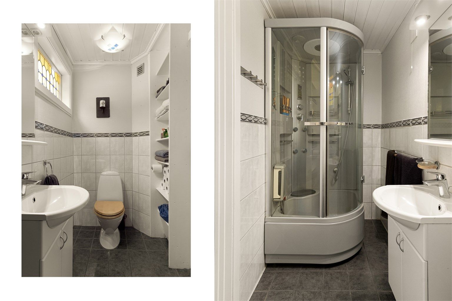 - På badet er det flislagt gulv med gulvvarme -