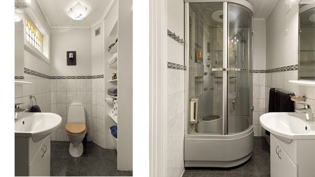 - På badet er det flislagt gulv med gulvvarme -