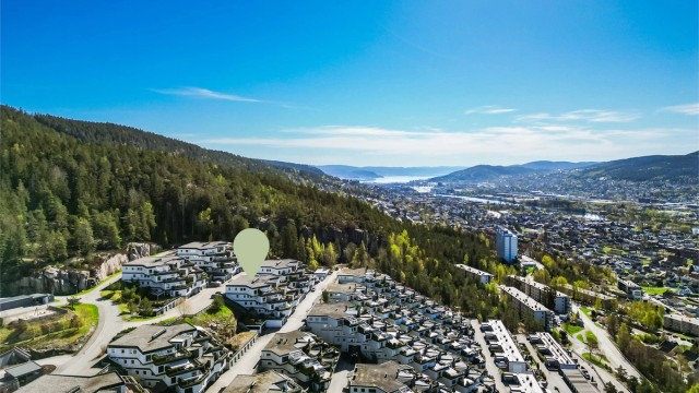 Med sin høye og frie beliggenhet har man en storslått utsikt over Drammensdalen.