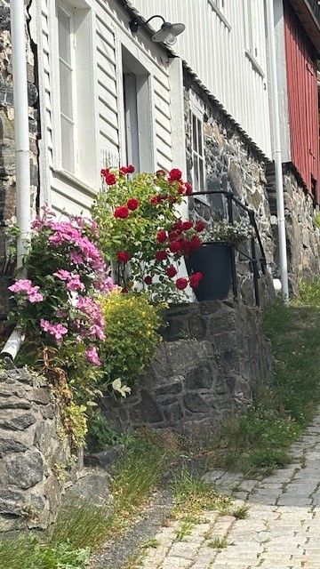 Natursteinsmuren er et solid og vakkert fundament som vitner om byggeåret rundt 1860.