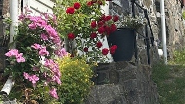 Natursteinsmuren er et solid og vakkert fundament som vitner om byggeåret rundt 1860.