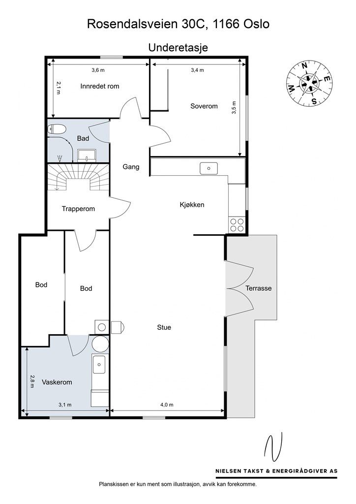 Plantegning underetasje.