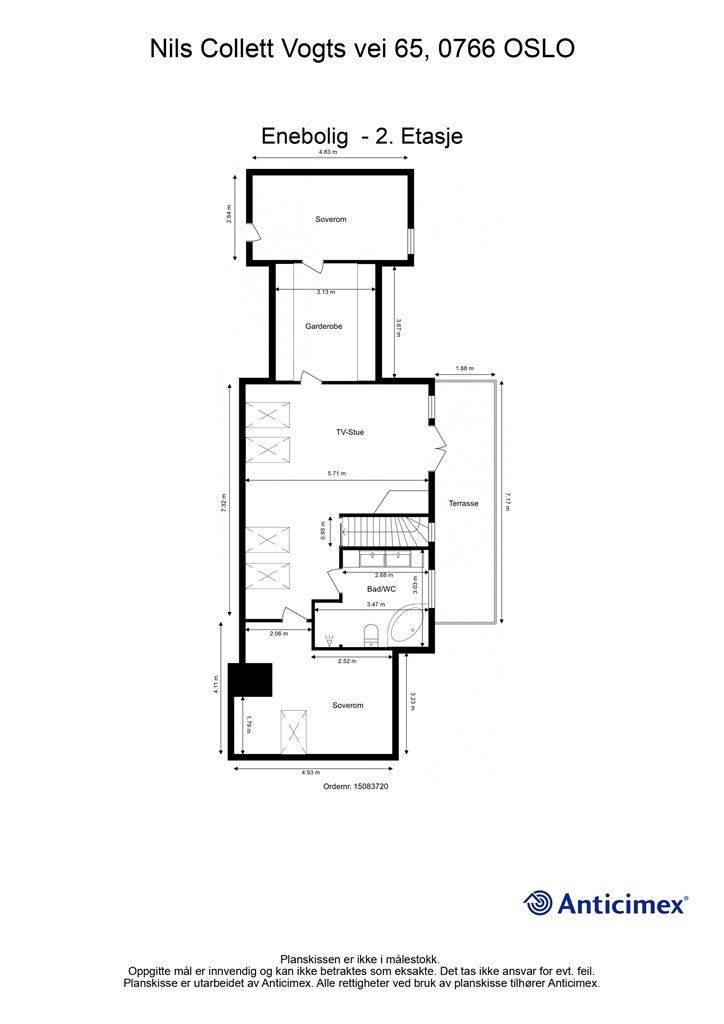 Plantegning loftsetasje. 