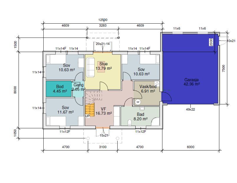 Plantegning 1. etasje.
