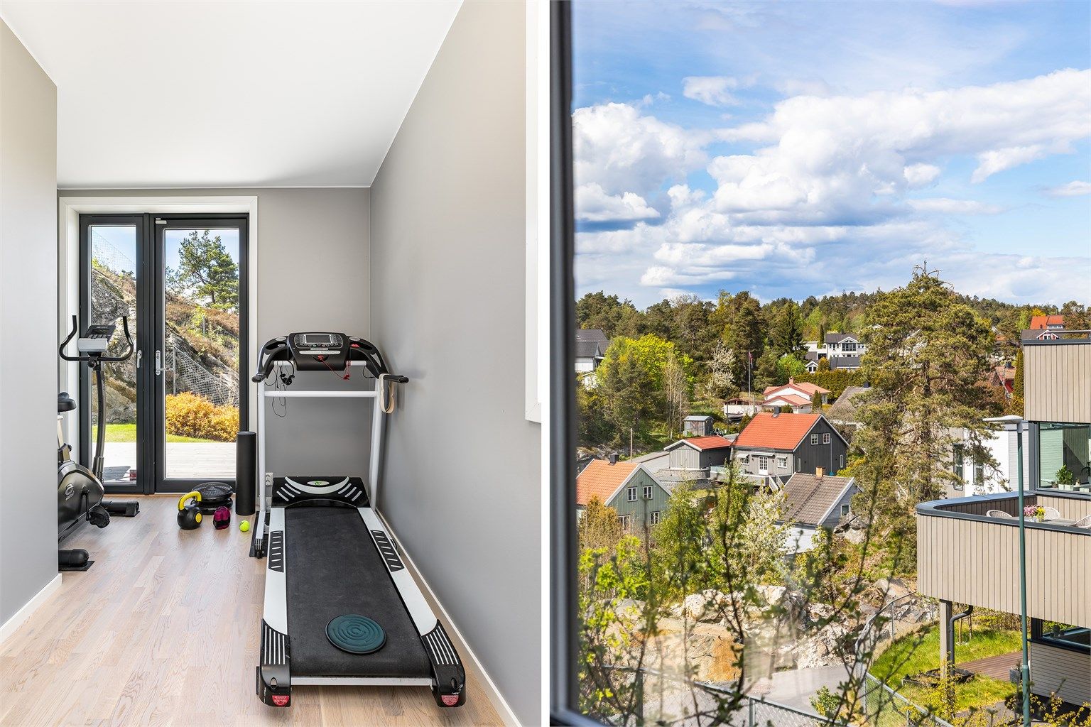 Soverommene på nedre plan har ulik fasong, men et relativt likt areal på ca. 9 kvm. Dette har terrassedør som leder til vestvendt platting i hagen.