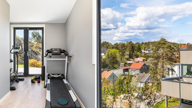 Soverommene på nedre plan har ulik fasong, men et relativt likt areal på ca. 9 kvm. Dette har terrassedør som leder til vestvendt platting i hagen.