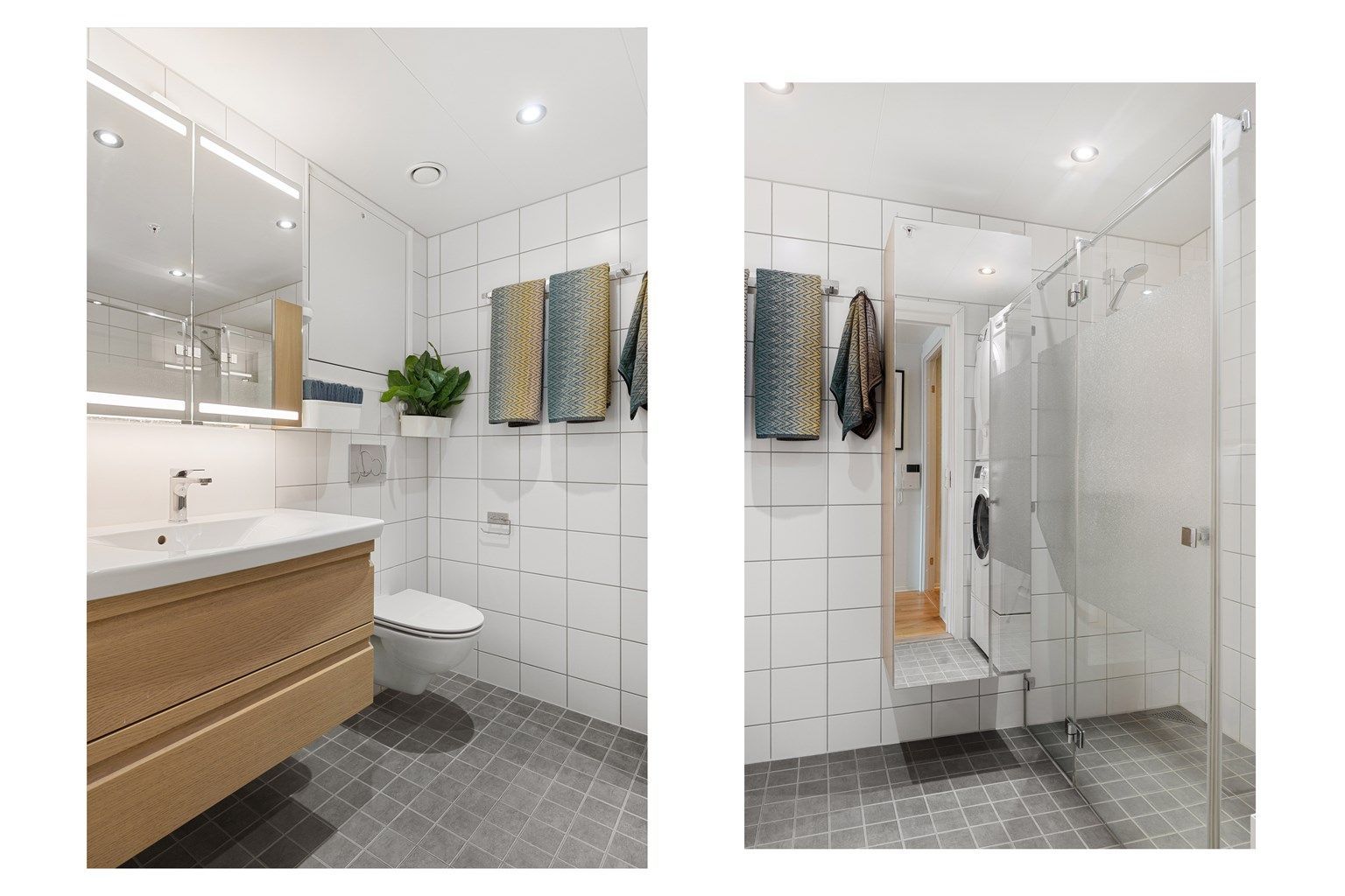 Badet er bygget som en prefabrikkert baderomskabin fra byggeår, noe som sikrer et helhetlig og trygt tettesjikt i lang tid fremover!