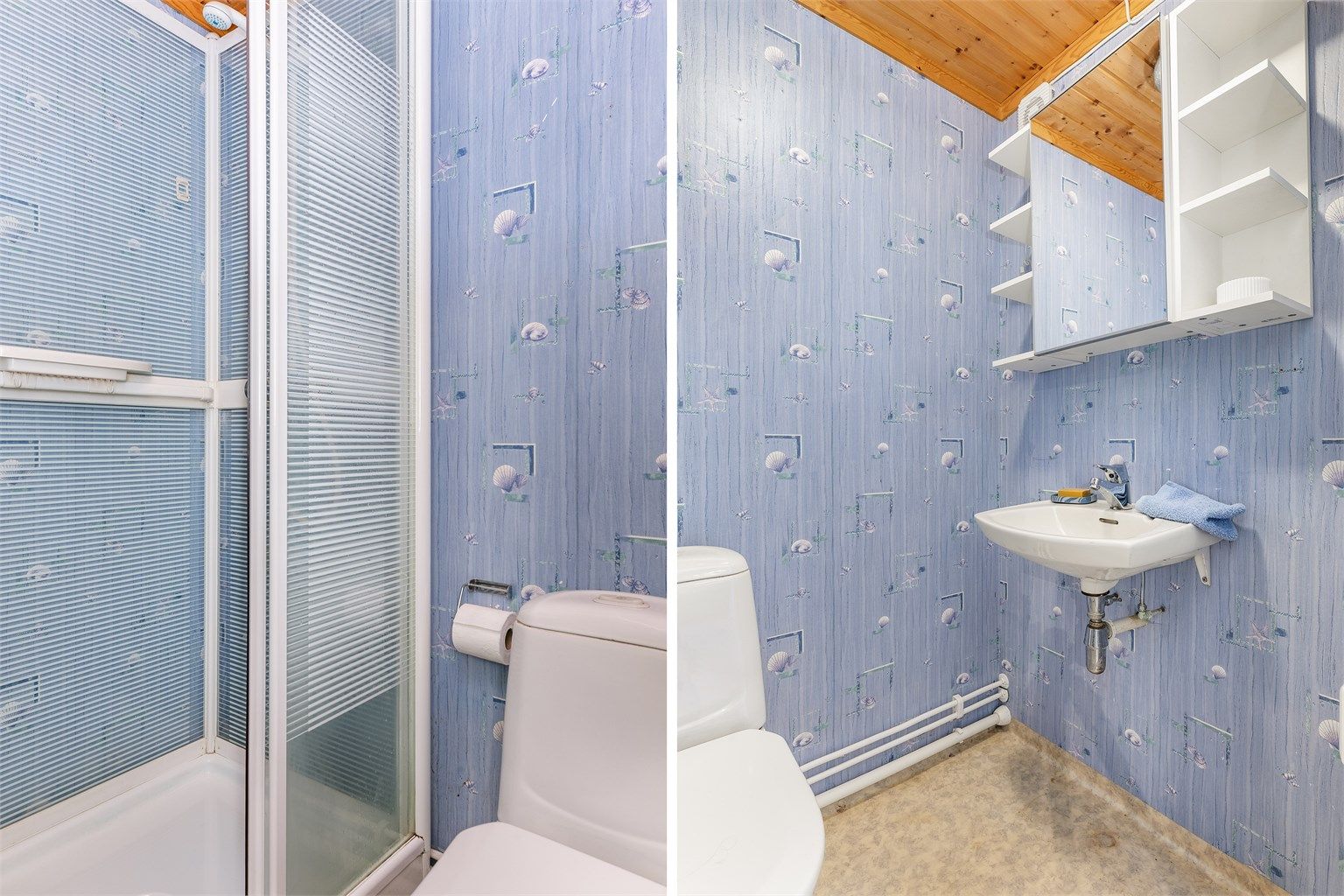 Badet i underetasjen er av eldre årgang og bærer preg av ufagmessig utførelse. Rommet er i helhet gitt TG 3 og naturlig gjenstand for fornying/renovering.