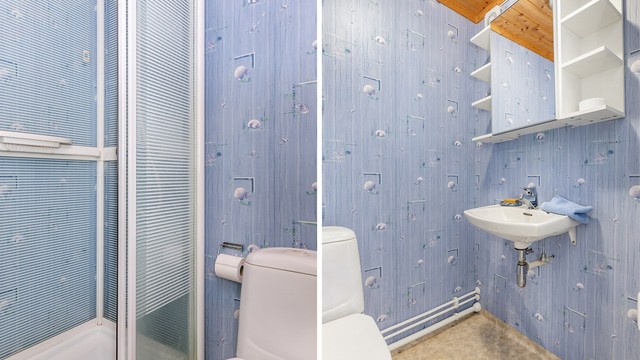 Badet i underetasjen er av eldre årgang og bærer preg av ufagmessig utførelse. Rommet er i helhet gitt TG 3 og naturlig gjenstand for fornying/renovering.