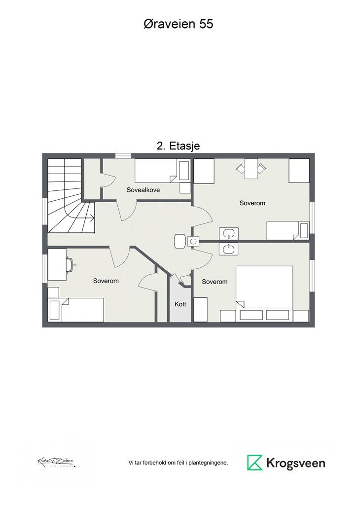Plantegning 2.etasje i hovedhytta