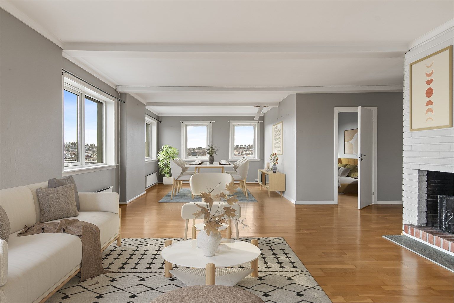 Masse plass og gode møbleringsmuligheter (bilde er digital stylet) 