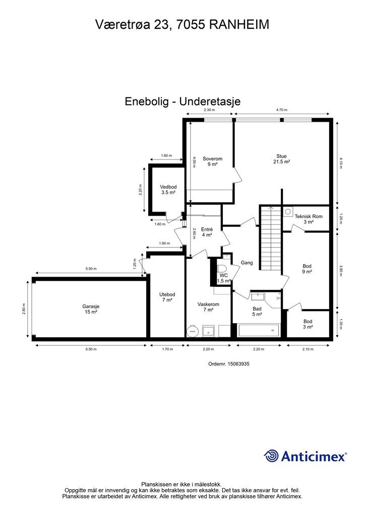 Planskisse underetasje. 