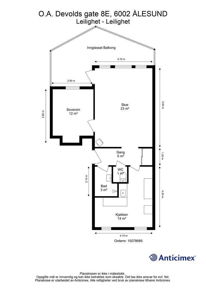 Målsatt plantegning 