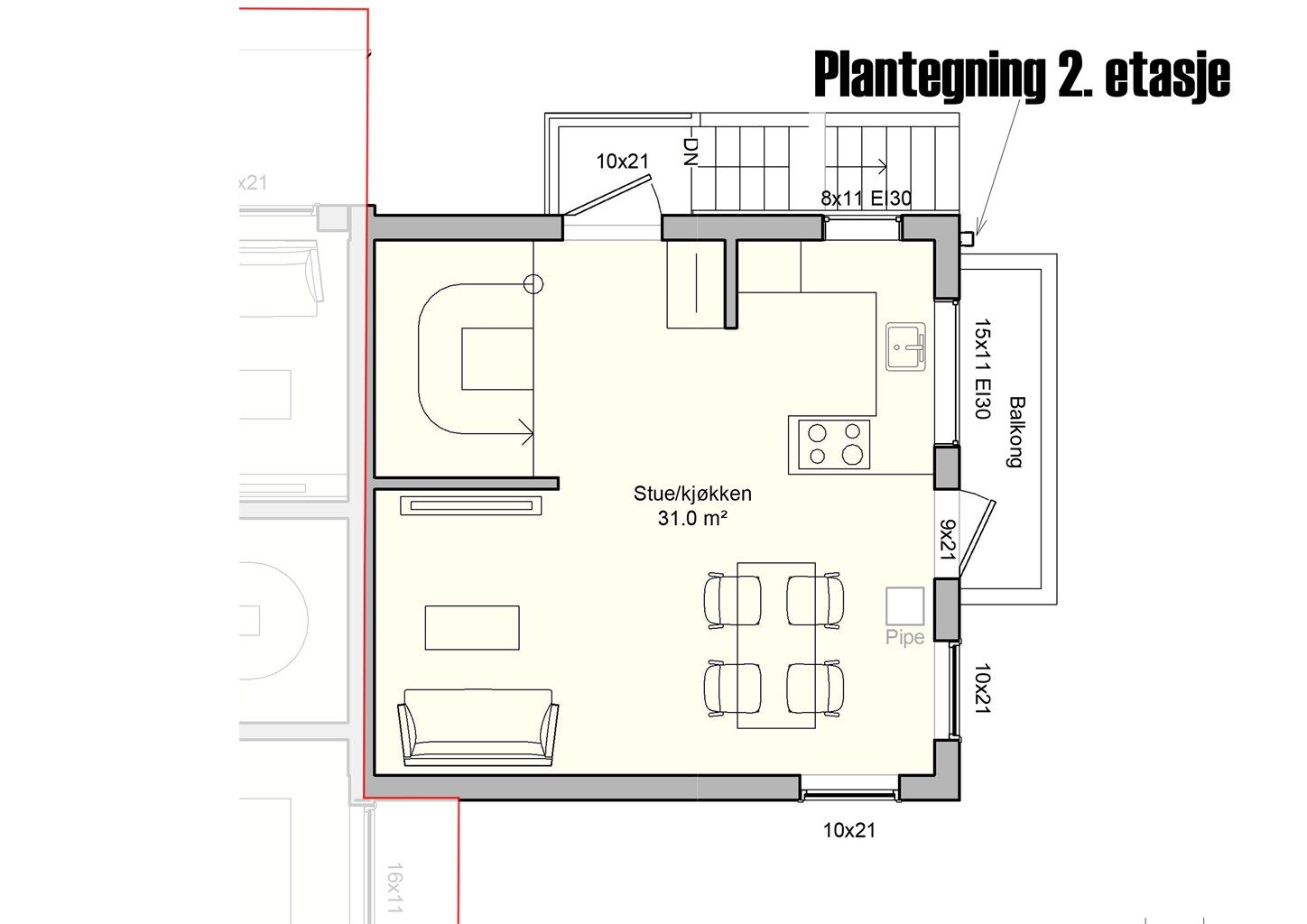 Plantegning 2. etasje. 