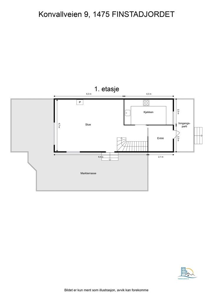 De sosiale oppholdsrommene er samlet i første etasje, med direkte utgang til den store markterrassen.