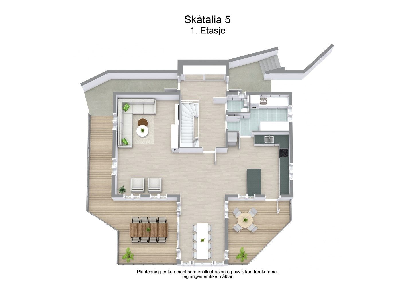 3 D plantegning 1. etasje