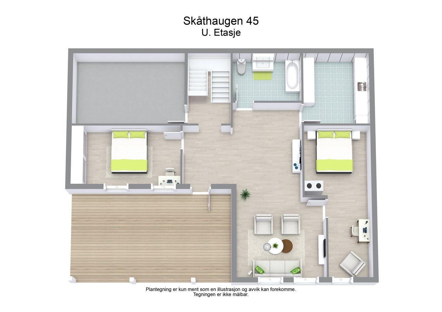 3 D plantegning underetasjen
