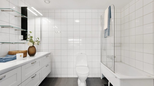 Flislagt baderom med vannbåren gulvvarme