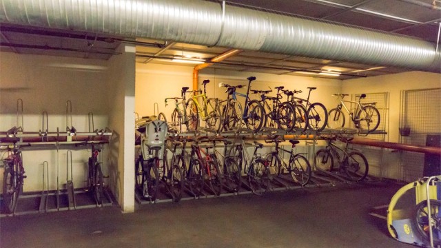 Felles sykkelparkering i garasjeanlegget