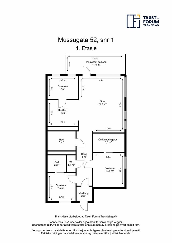 Planskisse endeleilighet 1.etg