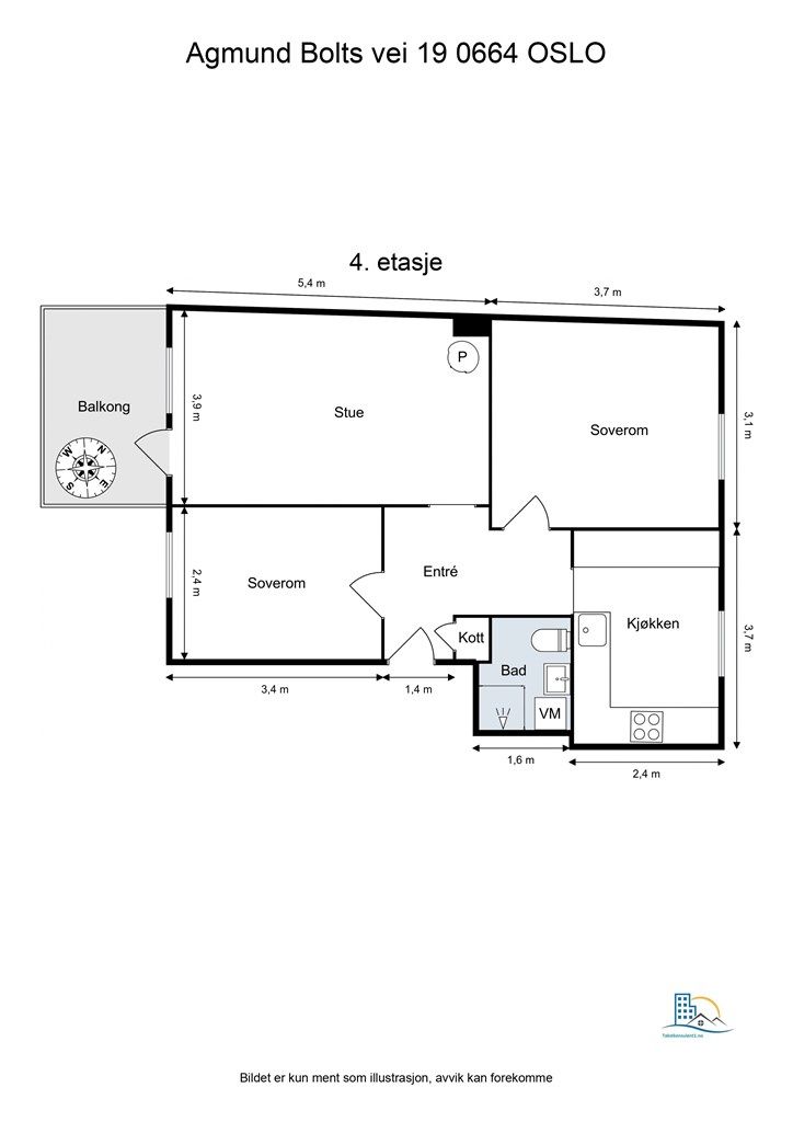 Leiligheten har en god planløsning med smart romfordeling. 
