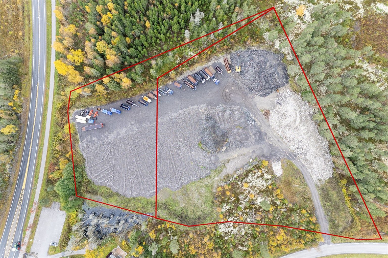 Skogbygdavegen næringstomt 2 bruksnummer markert