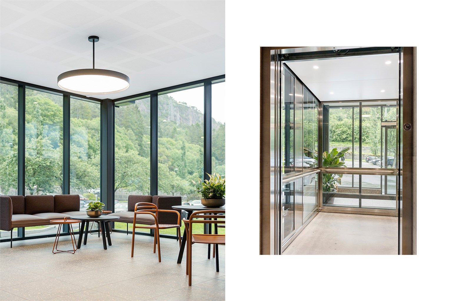 inngangspartiet til boligblokken er innbydende og moderne. 