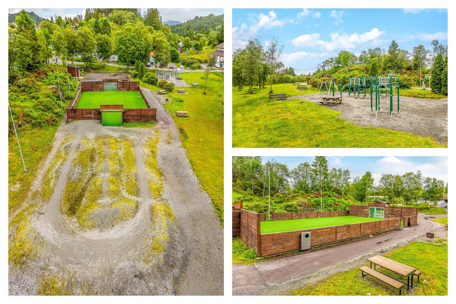 Austebygda fritidspark med ballbinge, klatrestativ, frisbeegolfbane m.m. ligger kun en kort spasertur unna boligen.