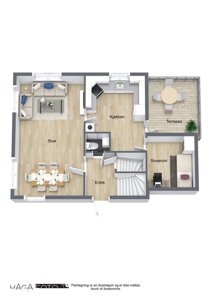 Plantegning 2 etg. Eldre plantegning. Det er dør fra entrè inn til kjøkken i leiligheten. 