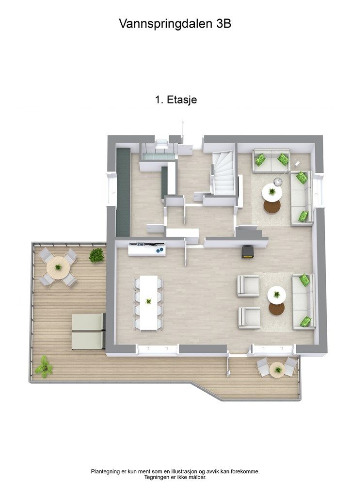 3 D planløsning 1. etasje