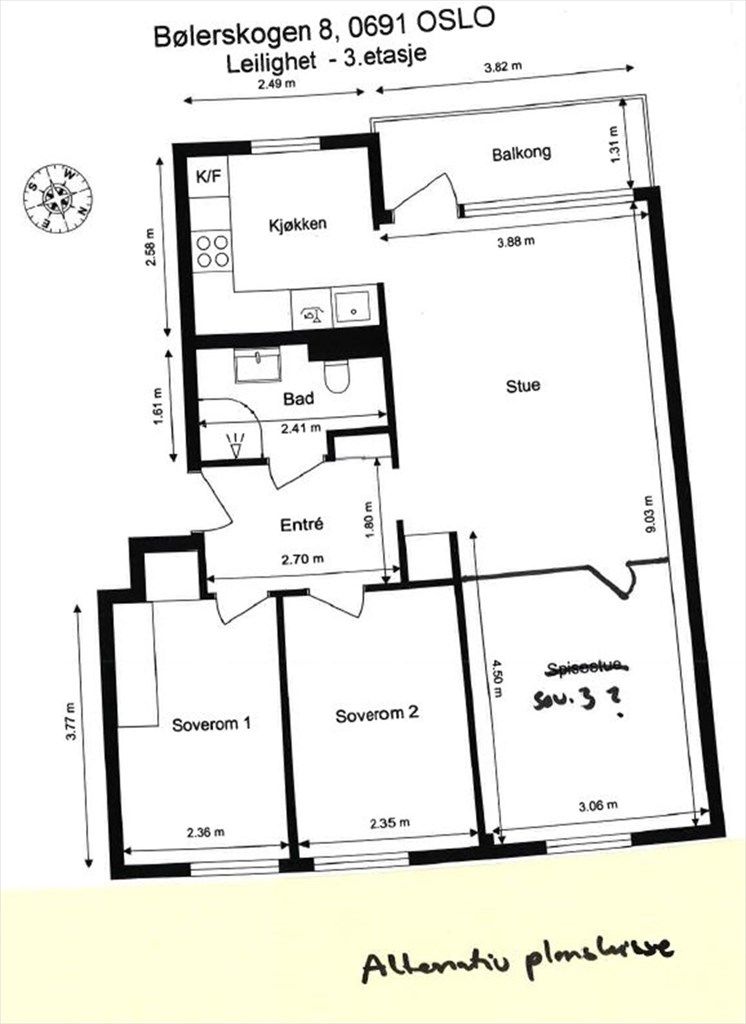 Alternativ plantegning (slik det opprinnelig var)