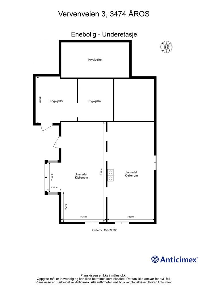Plantegning uinnredet underetasje 