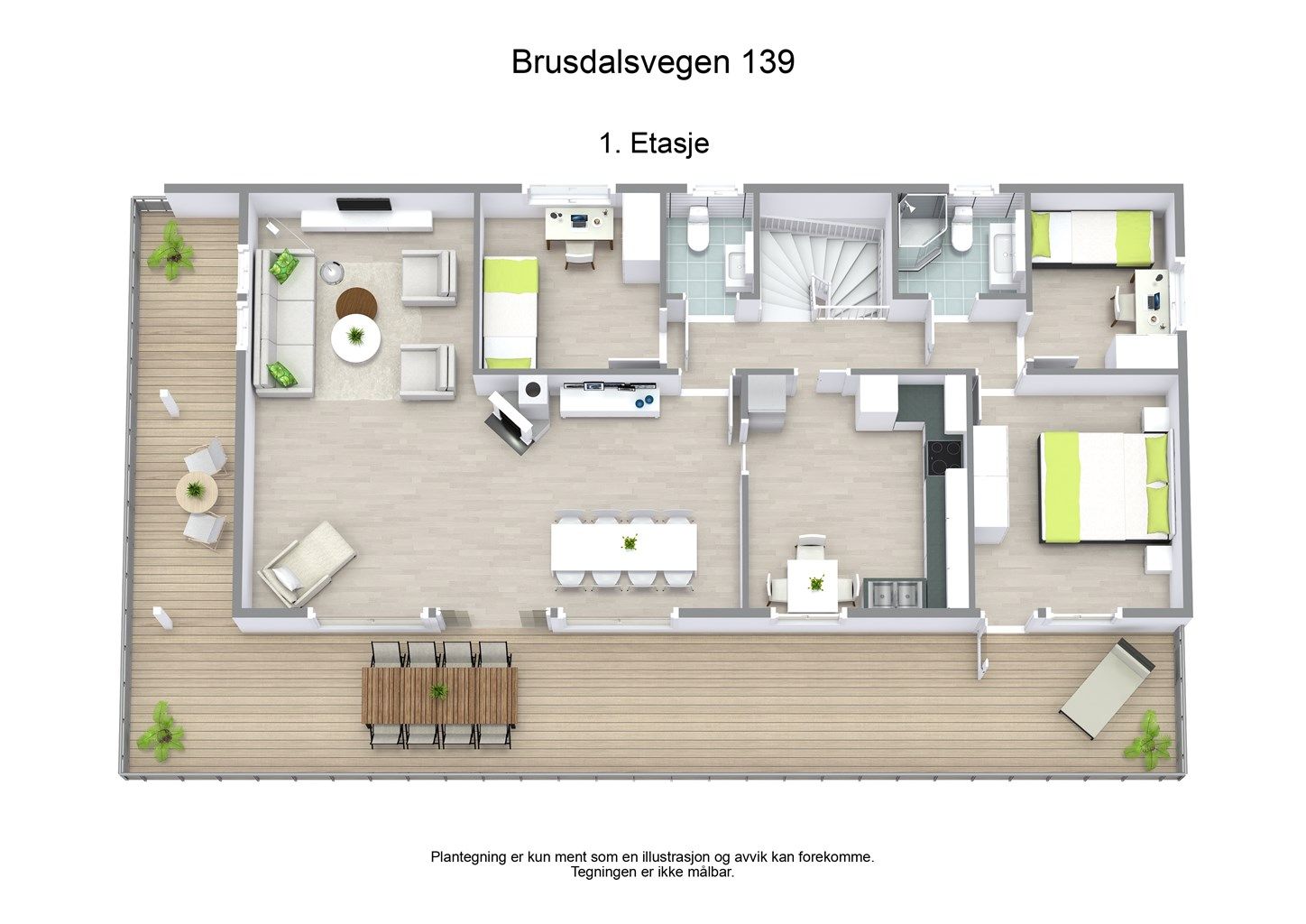 3 D plantegning 1. etasje