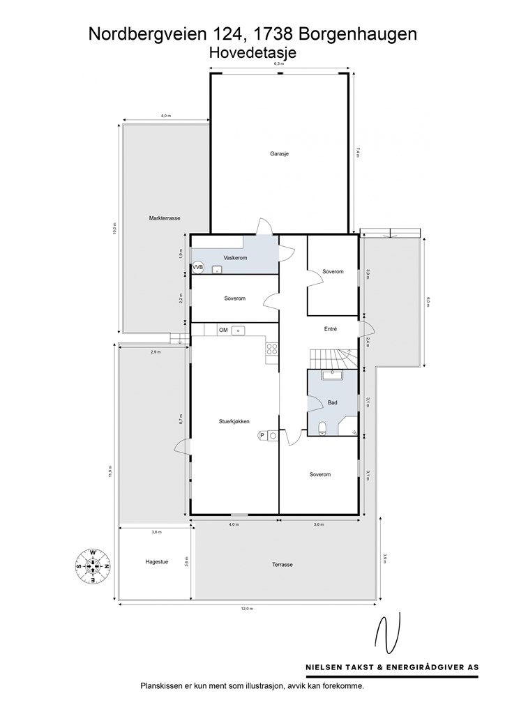 Veiledende skisse av første etasje.