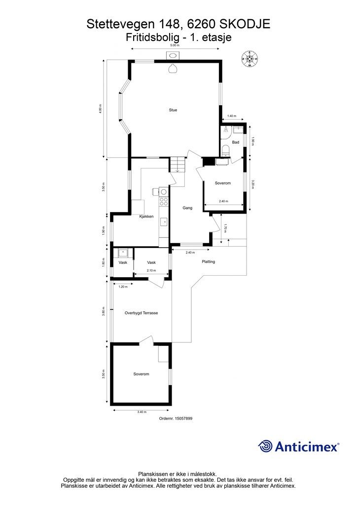 Målsatt plantenging 1. etasje fritidsbolig