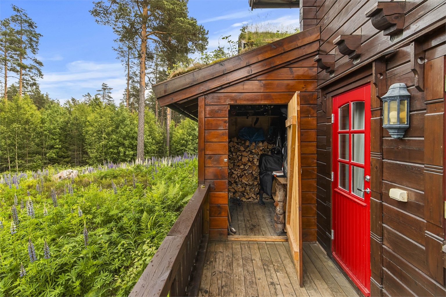 Her er det god plass til lagring av ski og utstyr.