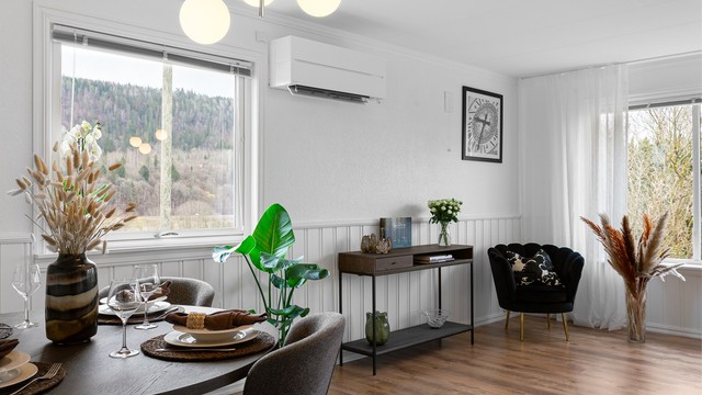 Varmepumpe fra 2024 montert i stuen